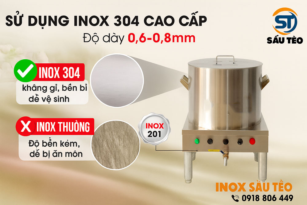 noi nau pho bang dien su dung inox 304 cao cap | Inox Sáu Tèo noi nau pho bang dien su dung inox 304 cao cap | Inox Sáu Tèo